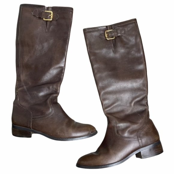 Ralph Lauren Brown Leather Riding Boots Size 6 1/2 - Picture 1 of 12